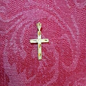 14k Turkish Gold Cross 1" Pendant .75gtlw Imported from Diyarbakir, Turkey